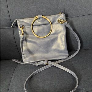 Joy Susan Gray Crossbody with Gold Ring Accent